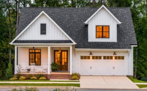 Garage door shown on a new home in columbia, sc