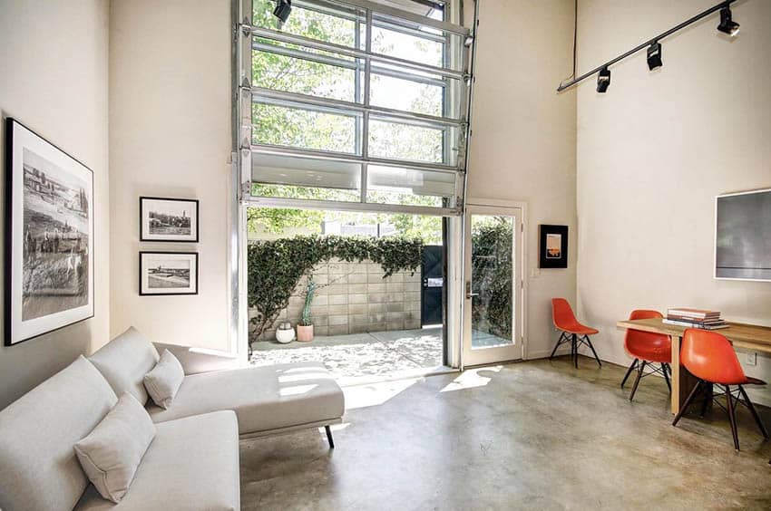 Slide up interior garage door