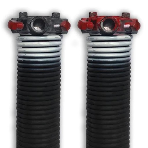 Torsion spring for garage door with white top identifying size as 218