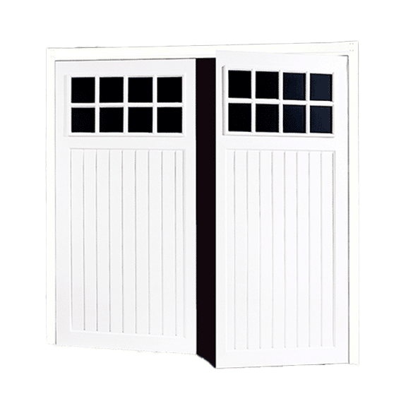 Side hinged garage door